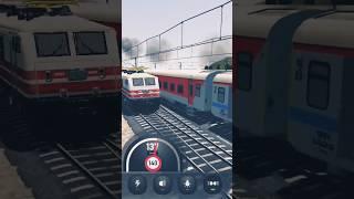 Rajdhani overtaking freight train #train #indiantrainsimulator #youtubeshorts #traingame