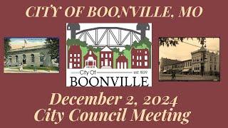 City Of Boonville, Missouri Council Meeting on December 2, 2024 at 7:00 pm