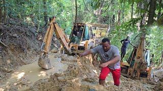 Stuck? | Nature vs man with machine | skilled Backhoe operator cleaning river | project #2