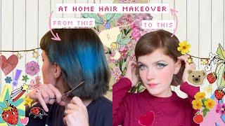  cutting, bleaching, + coloring my hair ️ | at home hair makeover, diy short hair transformation