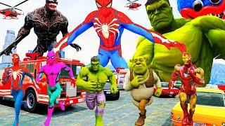 Siêu Nhân Người Nhện Chạy Xe Ô Tô Cứu Hỏa Giải Cứu Siêu Anh Hùng, Spiderman Car, Superhero, Avengers