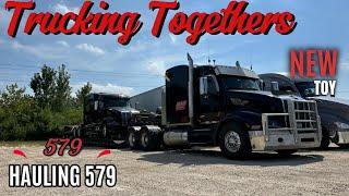 Going to haul Trucking Together's new toy home Peterbilt 579 hauling a Peterbilt 579 on a RGN lowboy