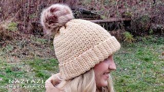 HOW to CROCHET WINTER HAT - Fast and Easy Beanie Pattern by Naztazia