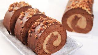 Double Chocolate Swiss Roll Cake, crispy and fluffy 脆皮巧克力蛋糕卷，新手零失敗，再也不怕蛋糕卷開裂了