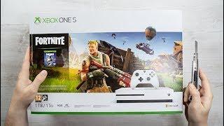 Xbox ONE S - FORTNITE Console Unboxing + EON SKIN BUNDLE