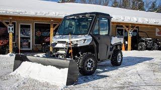 84" Can Am Hydraulic Super Duty Plow on a Defender Full Cab!