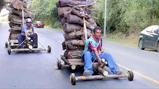 Riding Handmade Wooden Carts in South America