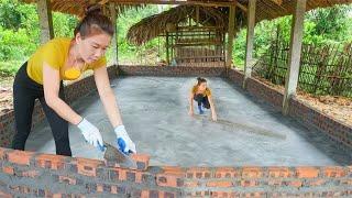 姑娘建造大型散养鸡舍，独自砌砖墙并浇筑水泥地面，太能干了