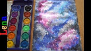 Galaxy zeichnen mit Wasserfarben  Galaxy drawing with water colors