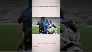 Dhoni Raina and Praveen Kumar on bike #msdhoni #dhoni #raina #praveenkumar #top10