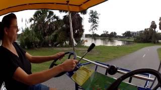 Lacary and Julie steele spend a afternoon riding a bike and feeding the geese and swans in city park