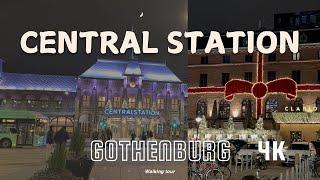 4K Walking Tour: Inside and Around Gothenburg Central Station | Tracks, Shops & City Views