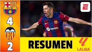 BARCELONA REMONTÓ con HAT-TRICK DE LEWANDOWSKI. 4-2 vs VALENCIA en MONTJUIC. Sigue segundo | La Liga