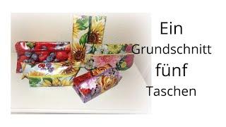 Ein Grundschnitt fünf unterschiedliche Taschen aus Wachstuch nähen für Anfänger