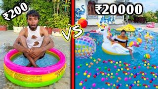 Pool Party Challenge || Low Budget Swimming Pool Party Challenge ₹200 VS ₹20000