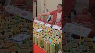 Must Try! $1 Fresh Bamboo Barrel Juice - Chiang Mai Sunday Night Market #shorts