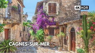 Cagnes-sur-Mer, Frankrijk   Prachtig dorp aan de Franse Rivièra  Wandeltocht 4K HDR