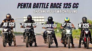 2025 Bajaj Pulsar N125 Vs Honda Sp125 Vs Tvs Raider 125 vs Hero Xtreme 125R Vs NS125 Penta Drag race