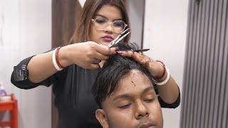 MEN'S HAIRCUT BY FEMALE BARBER | LADY BARBER | RAINBOW BEAUTY AND TATTOO