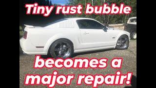 It's never just surface rust! Mustang rust hole repair.