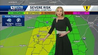 Heavy rain, strong to severe storms and the threat for flooding expected across Central Alabama