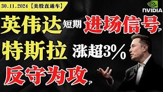 英伟达短期进场信号？特斯拉涨超3%，反守为攻？MSTR继续坚守？【美股直通车】2024.11.30 #sam谈美股 #美股分析 #tsla #nvda #特斯拉 #英伟达