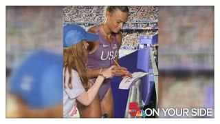 Olympian Anna Hall gifts fan her racing bib in touching moment