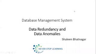 Data Redundancy and Data Anomalies- Insertion , Deletion and Updation Anomalies in DBMS