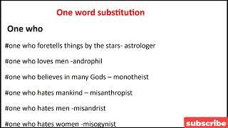 one word  substitution most importatnt  | One Word Substitution in English for Competitive Exams