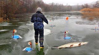 НИКОГДА НЕ СДАВАЙСЯ...!!! СТРЕЛЯЮТ ЖЕРЛИЦЫ на РУСЛЕ!!! РЫБАЛКА на ЩУКУ ЗИМОЙ со ЛЬДА 2022