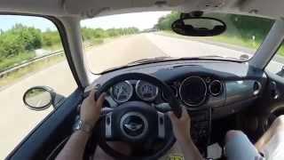 Mini Cooper S 1.6 (2006) on German Autobahn - POV Top Speed Drive