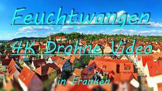 Luftbild, Drohnenvideo der historischen Altstadt von Feuchtwangen. 4K Drohne Video