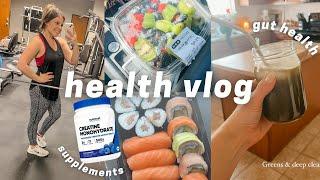 HEALTH VLOG: gut health, supplements, easy meals and beginner workouts! (push day!!)