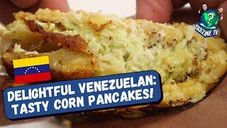 QUIZINE TV: DELICIOUS VENEZUELAN (TRYING CORN PANCAKE FOR FIRST TIME!)