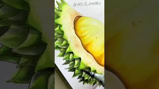 Drawing durian with Copic Markers, watch full video on my channel #markerdrawing #travelbook #shorts