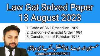 Law Gat 13th August, 2023 Solved answer key l Law Gat Lecture l