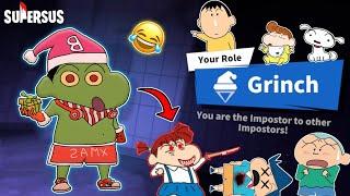 Shinchan became grinch in super sus and trolling imposters  | shinchan playing among us 3d 