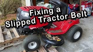 How to quickly fix a Slipped Troy Bilt Lawn Tractor Belt (Blade Engagement Belt)