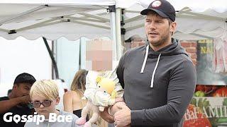 Chris Pratt &  Katherine Schwarzenegger Visit The Farmer’s Market With their new born baby and kids