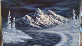 Mountain with Frozen Trees - Oil Painting