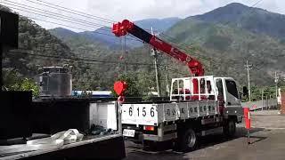 5噸 小貨車 吊車，吊掛作業 UNIC V290 古河ユニック 4段 Small truck, crane, lifting operation