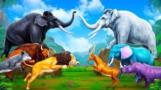 Good vs Bad - Black Mammoth vs White Mammoth | Epic Animal Fights | Animal Kingdom Revolt Cartoons