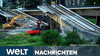 CAROLABRÜCKE: Hochwassergefahr! Einsatzkräfte bei Abrissarbeiten im Wettlauf gegen die Zeit | STREAM