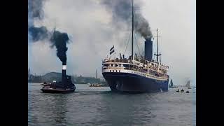 The bustling harbor of Amsterdam over a century ago in 1919 in color! [A.I. enhanced & colorized]