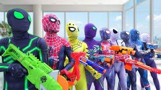 Top New Pro 9 SPIDER-MAN in 1 House ?? || Hey All Color SuperHeroes , Go To Trainning Nerf Gun !!