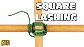 How to Tie The Square Lashing Scout Skill (4k UHD) #knottying