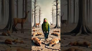 A parrot digs into the hill to extract water and saves the lives of animation  #ai #parrot #shorts