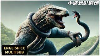 The giant lizard fought against the giant python, and the python called its companions to deal with