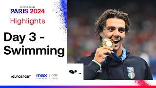 FIRST OLYMPIC GOLD MEDAL!  | Swimming Paris 2024 Day 3 Highlights | #Paris2024 #Olympics