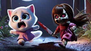 Little Cat was Chased by Ghost Doll #cat #ai #catlover #catvideos #cutecat #aicat